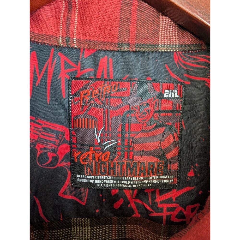 NWT Retro Rifle Nightmare Flannel Shirt Men 2XL Red Black Plaid Collar Button Up - Picture 3 of 4